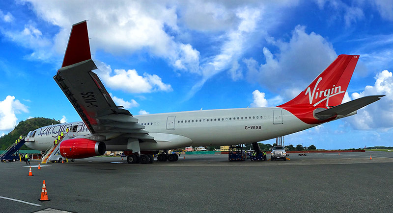 Virgin Atlantic Airliner at UVF St. Lucia Airport