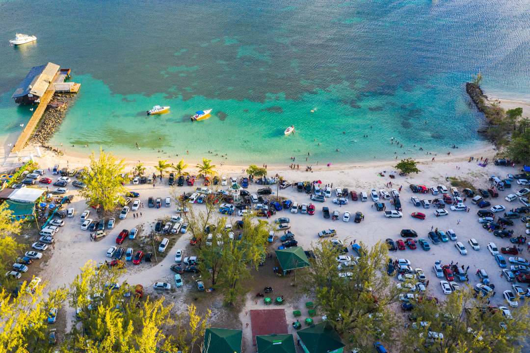 An  aerial view of Pigeon Island beach