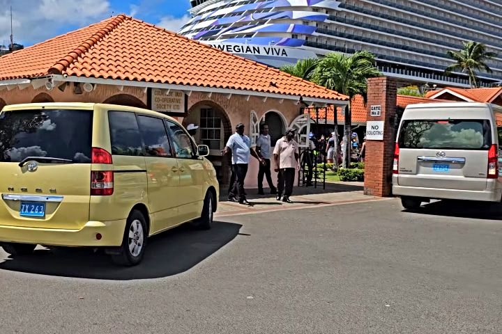 Taxi stand outside the point seraphine Cruise termianl